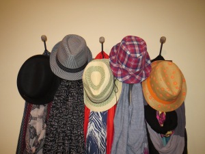 Hat and scarf rack downstairs.